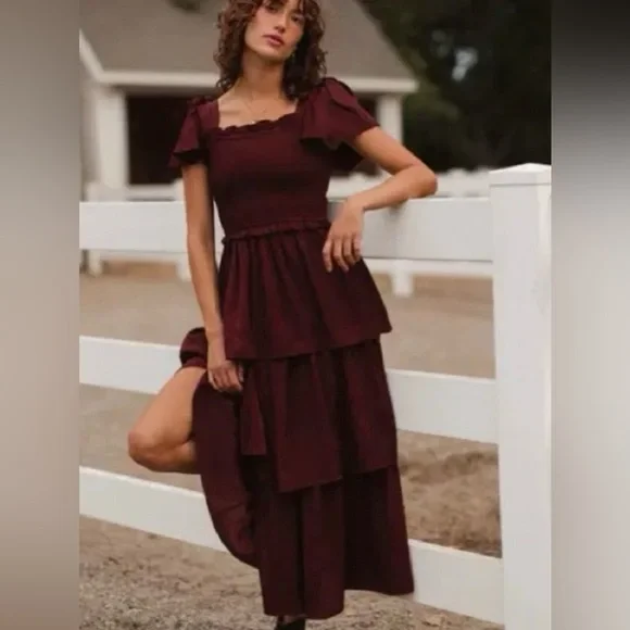 Ivy City Co Burgundy Maxi Dress - Picture 1 of 5